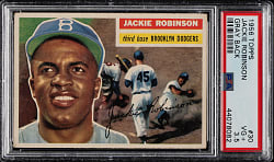 1956 Topps #30 Jackie Robinson Gray Back PSA VG+ 3.5