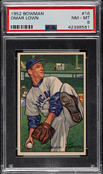1952 Bowman #16 Omar Lown PSA NM-MT 8
