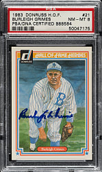 Signed 1983 Donruss Hall of Fame Heroes #21 Burleigh Grimes PSA/DNA NM-MT 8