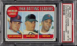 1969 Topps #1 AL Batting Leaders with Carl Yastrzemski and Tony Oliva PSA NM-MT 8