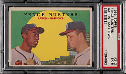 1959 Topps #212 Fence Busters with Hank Aaron and Eddie Mathews PSA EX 5