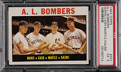 1964 Topps #331 A. L. Bombers with Mantle, Maris, and Kaline PSA EX 5