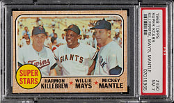 1968 Topps #490 Super Stars with Killebrew, Mays, and Mantle PSA NM 7
