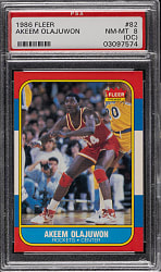 1986-1987 Fleer Basketball #82 Akeem Olajuwon Rookie PSA NM-MT 8 (OC)