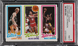 1980-1981 Topps Basketball Larry Bird/Julius Erving/Magic Johnson Rookie PSA NM 7