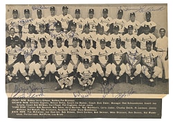 Signed 1966 National League Champion St. Louis Cardinals Team Magazine Photograph (17 Signatures) with Bob Gibson, Lou Brock, and Steve Carlton