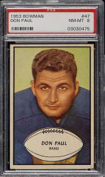 1953 Bowman Football #47 Don Paul PSA NM-MT 8