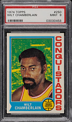 1974-1975 Topps Basketball #250 Wilt Chamberlain PSA MINT 9