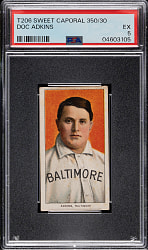 1909-1911 T206 White Border Doc Adkins PSA EX 5