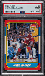 1986-1987 Fleer Basketball #82 Akeem Olajuwon Rookie PSA MINT 9
