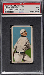1909-1911 T206 White Border Chief Bender Pitching, No Trees in Background PSA VG 3