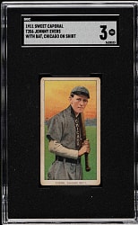 1909-1911 T206 White Border Johnny Evers with Bat, Chicago on Shirt SGC VG 3