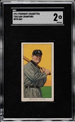 1909-1911 T206 White Border Sam Crawford with Bat SGC GOOD 2