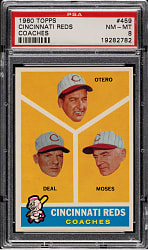 1960 Topps #459 Cincinnati Reds Coaches PSA NM-MT 8