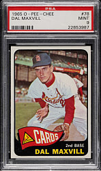 1965 O-Pee-Chee #78 Dal Maxvill PSA MINT 9