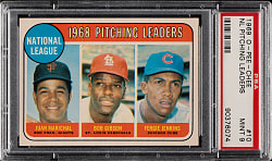 1969 O-Pee-Chee #10 NL Pitching Leaders with Juan Marichal, Bob Gibson, and Fergie Jenkins PSA MINT 9