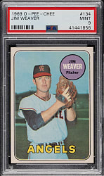 1969 O-Pee-Chee #134 Jim Weaver PSA MINT 9