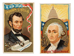 1888 N76 Duke "Great Americans" George Washington and Abraham Lincoln Poster Cutout Pair