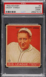 1933 R319 Goudey #2 Dazzy Vance PSA GOOD 2 (MK)