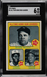 1973 Topps #1 All Time Home Run Leaders with Hank Aaron, Willie Mays, and Babe Ruth SGC EX/NM 6