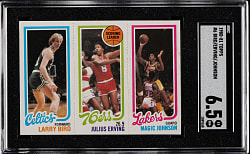 1980-1981 Topps Basketball Larry Bird/Julius Erving/Magic Johnson Rookie SGC EX/NM+ 6.5