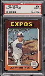 1975 Topps #543 Larry Biittner PSA MINT 9