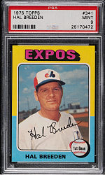 1975 Topps #341 Hal Breeden PSA MINT 9