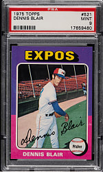 1975 Topps #521 Dennis Blair PSA MINT 9