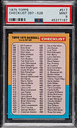 1975 Topps #517 Checklist 397-528 PSA MINT 9