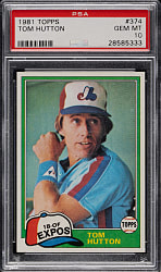 1981 Topps #374 Tom Hutton PSA GEM MINT 10