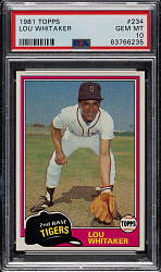 1981 Topps #234 Lou Whitaker PSA GEM MINT 10