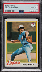 1978 Topps #43 Bill Atkinson PSA GEM MINT 10