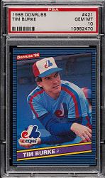 1986 Donruss #421 Tim Burke PSA GEM MINT 10