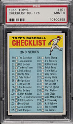 1966 Topps #101 Checklist (#115 Warren Spahn) PSA MINT 9