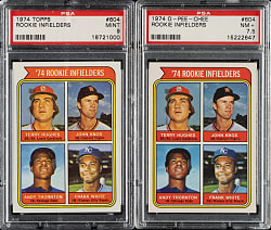1974 Topps and O-Pee-Chee #604 Hughes/Knox/Thornton/White PSA-Graded Pair