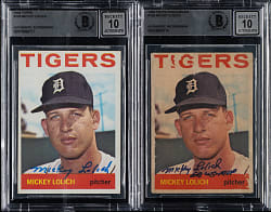 Signed 1964 Topps and Topps Venezuelan #128 Mickey Lolich Pair - Beckett