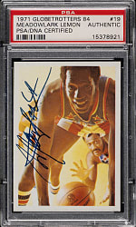 Signed 1971 Fleer "Harlem Globetrotters" Basketball #19 Meadowlark Lemon - PSA/DNA