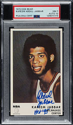 Signed 1972-1973 Icee Bear Basketball Kareem Abdul-Jabbar PSA NM 7 with GEM MINT 10 Signature