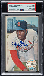 Signed 1964 Topps Giants #41 Bob Gibson PSA/DNA GEM MINT 10