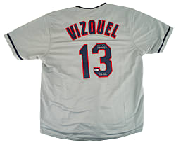Omar Vizquel Signed Cleveland Indians Jersey with "11x GG" Inscription - Beckett