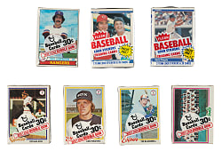 1978 to 1986 Topps and Fleer Unopened Cello Pack Collection (7)