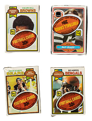 1979 and 1980 Topps Football Unopened Cello Pack Collection (4)