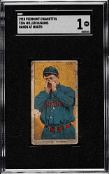 1909-1911 T206 White Border Miller Huggins Hands At Mouth SGC POOR 1