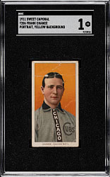 1909-1911 T206 White Border Frank Chance Yellow Background SGC POOR 1