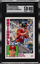 2012 Topps Archives Fan Favorite Autographs #FFA-BHA Bryce Harper SGC NM/MT 8 with GEM MINT 10 Signature