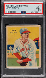 1934-1936 R327 Diamond Stars #1 Lefty Grove (1934 Green Back) PSA VG+ 3.5