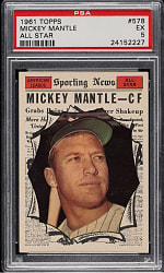1961 Topps #578 Mickey Mantle All-Star PSA EX 5