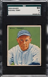 1933 R319 Goudey #125 Bill Terry SGC EX 60