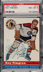 1954-1955 Topps Hockey #13 Ray Timgren PSA NM-MT 8