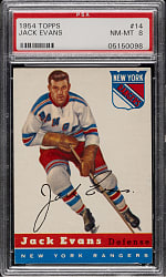 1954-1955 Topps Hockey #14 Jack Evans PSA NM-MT 8